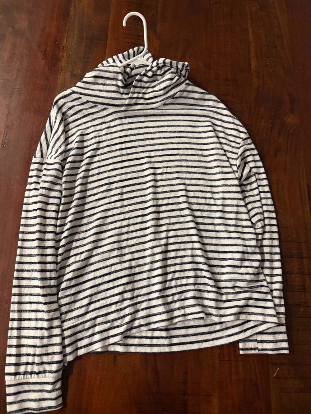 a new day White and Navy Striped Women's Sweatshirt
